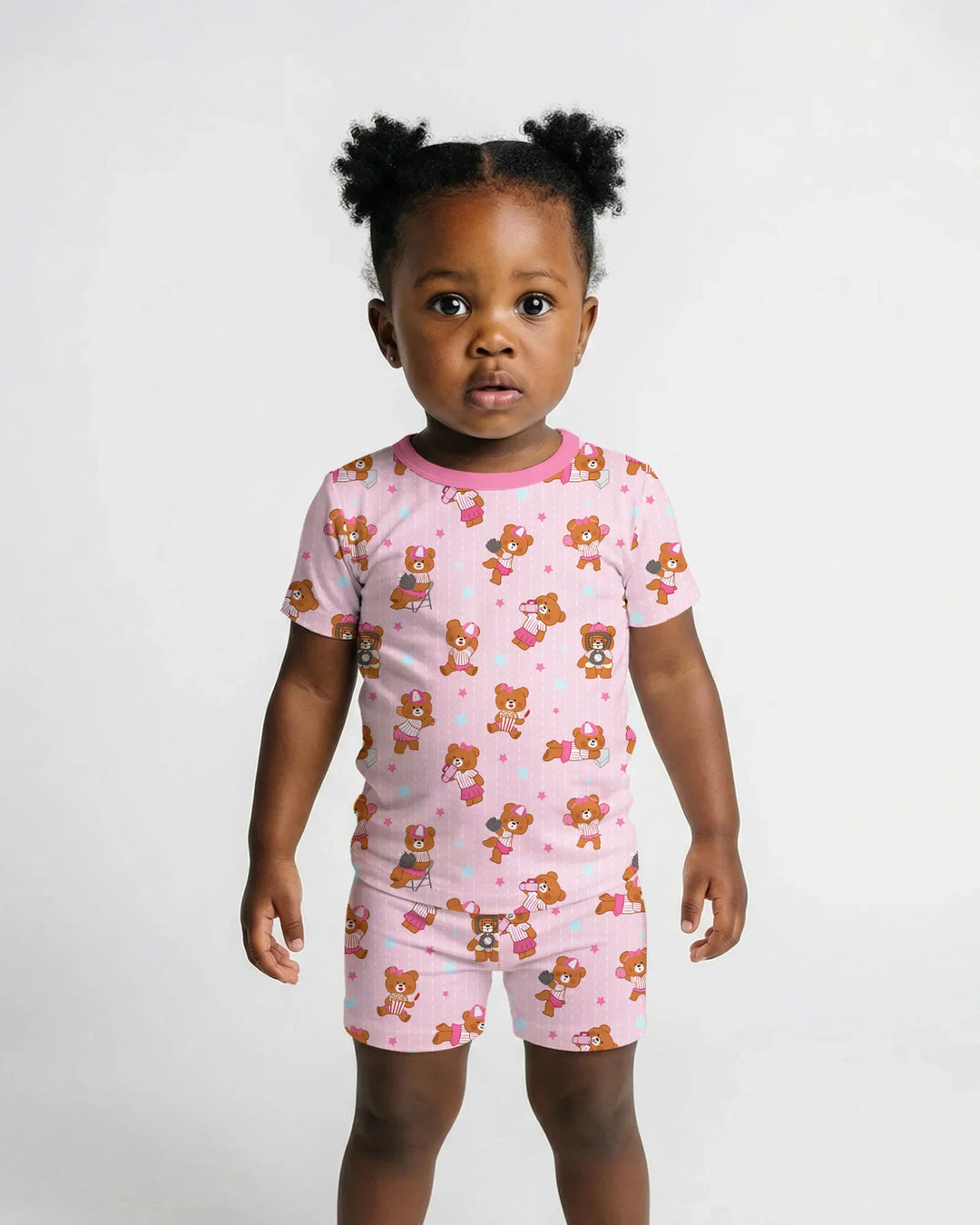 Born To Play Baseball Bamboo Two Piece Short Sleeve Shorts Pajama Set