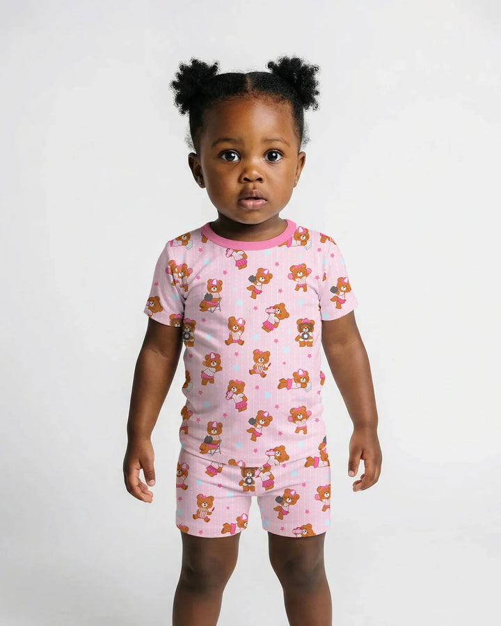 Born To Play Baseball Bamboo Two Piece Short Sleeve Shorts Pajama Set