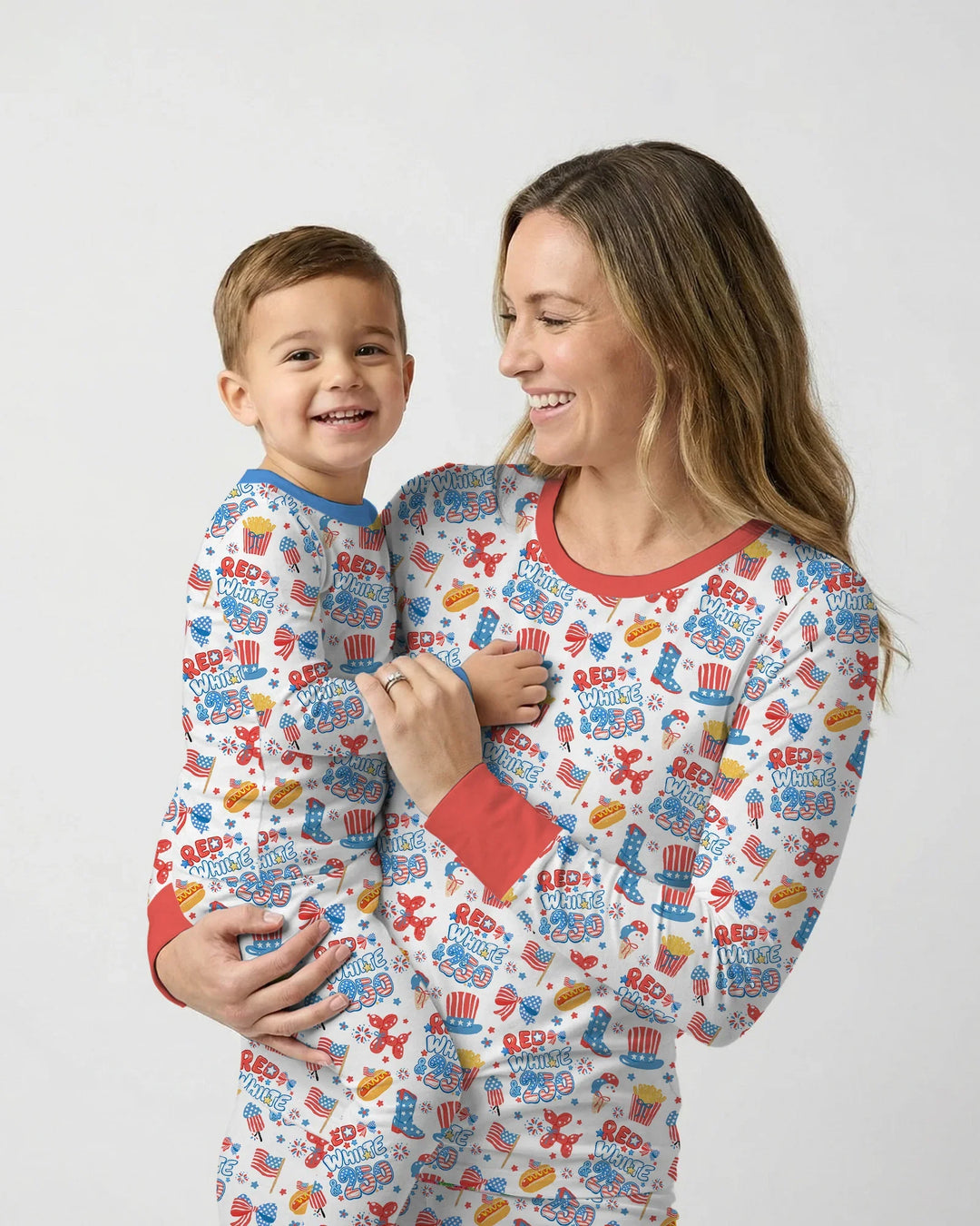 Red White & 250 Bamboo Two Piece Long Sleeve Pajama Set