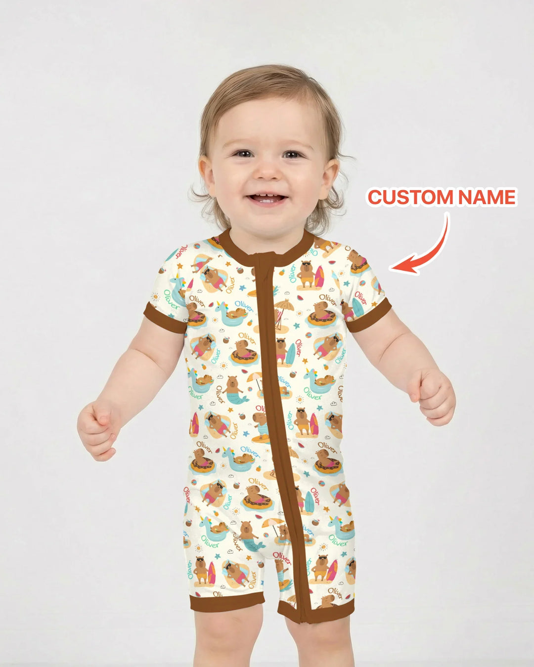 Don't Worry, Be Capy Custom Name Bamboo Shorty Zippy