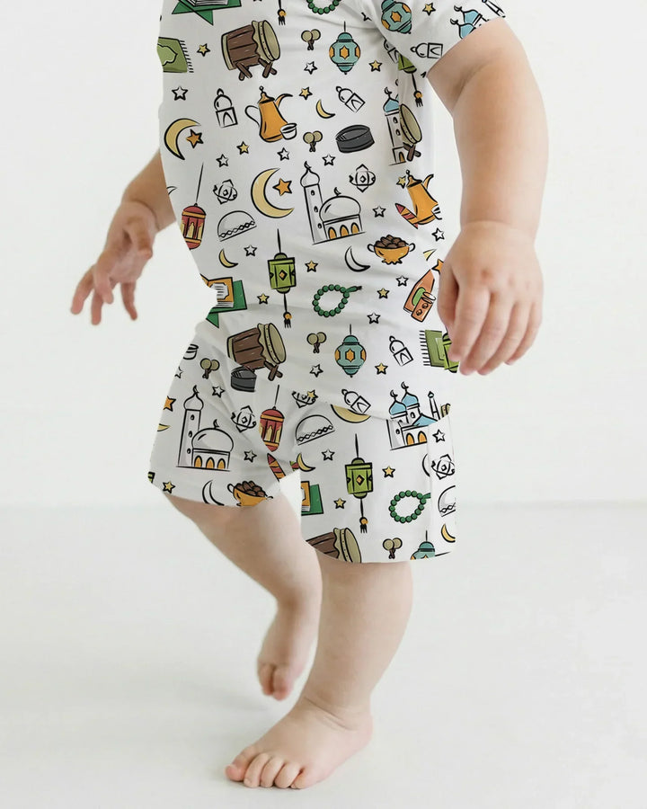Ramadan Blessings Family Matching Bamboo Two Piece Short Sleeve Shorts Pajama Set
