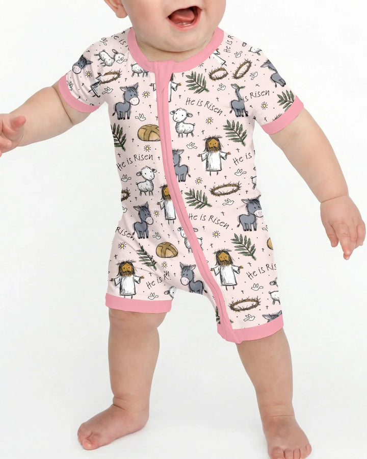He Is Risen Easter Family Matching Bamboo Shorty Zippy