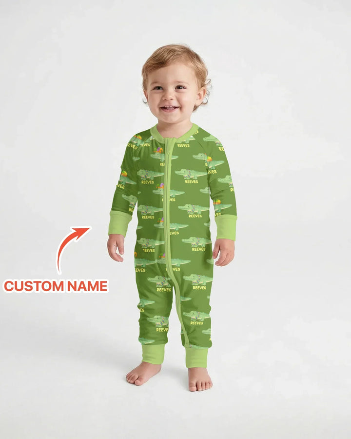 Custom Name Mardi Gras Gator Bamboo Convertible Zippy