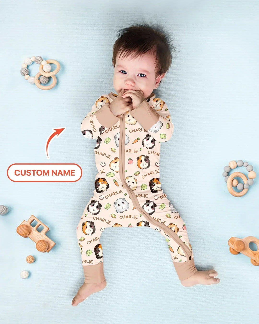 Custom Name Cute Guinea Pigs Bamboo Convertible Zippy