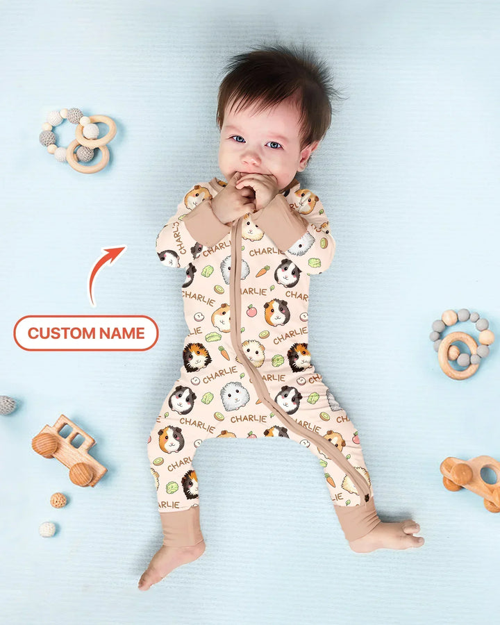 Custom Name Cute Guinea Pigs Bamboo Convertible Zippy