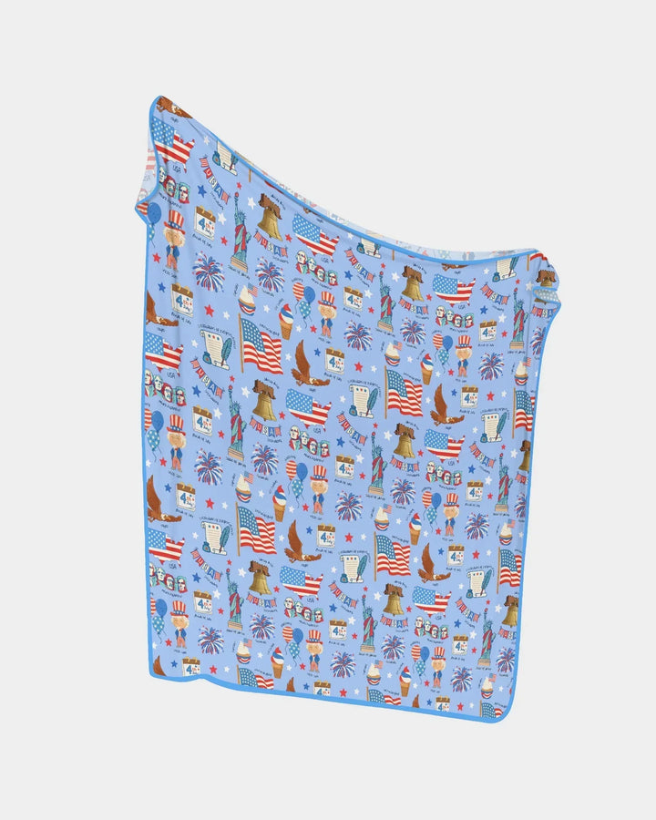 Hand Drawn Patriotic Iconic Bamboo Blanket