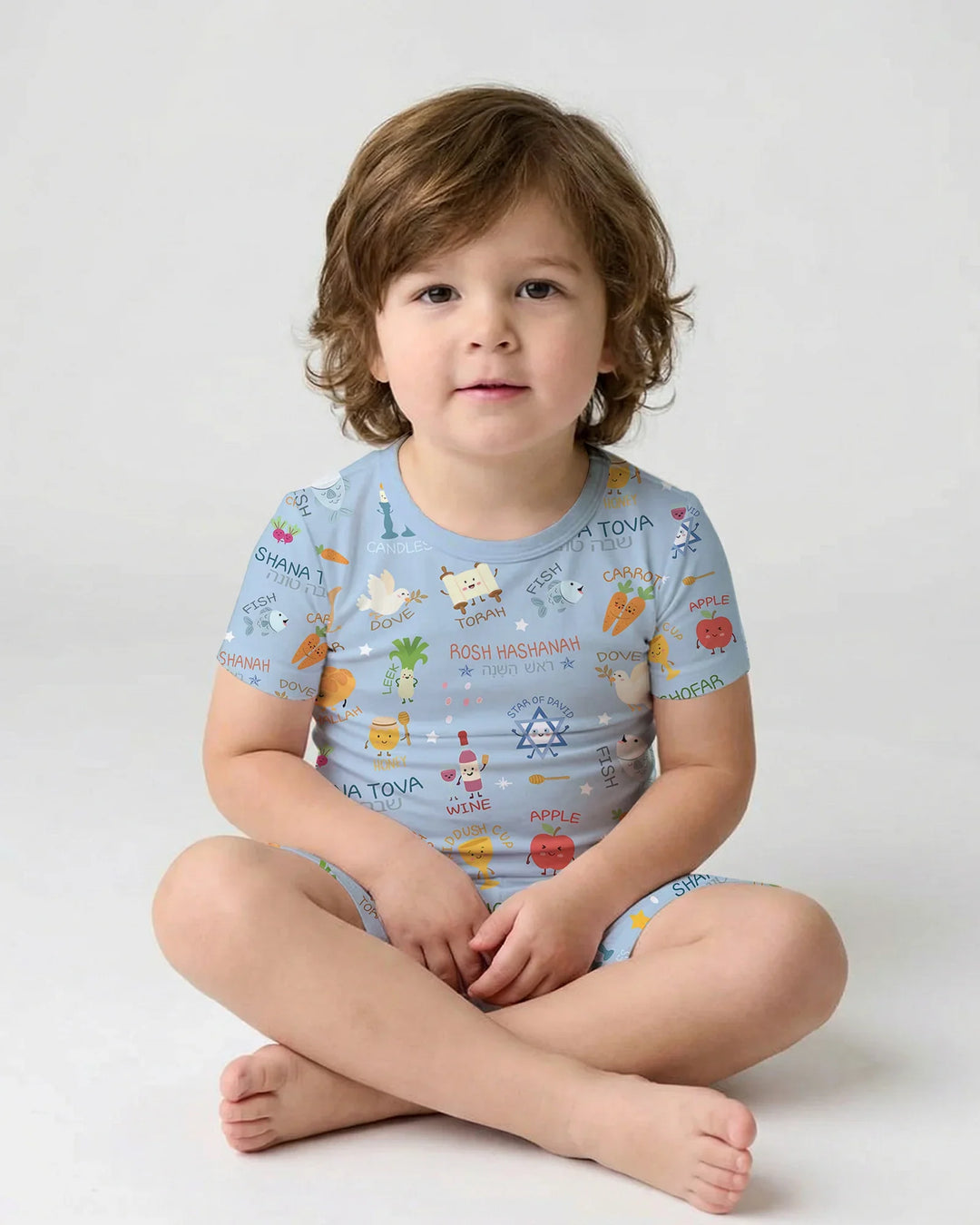 Family Rosh Hashanah Matching Bamboo Two Piece Short Sleeve Shorts Pajama Set