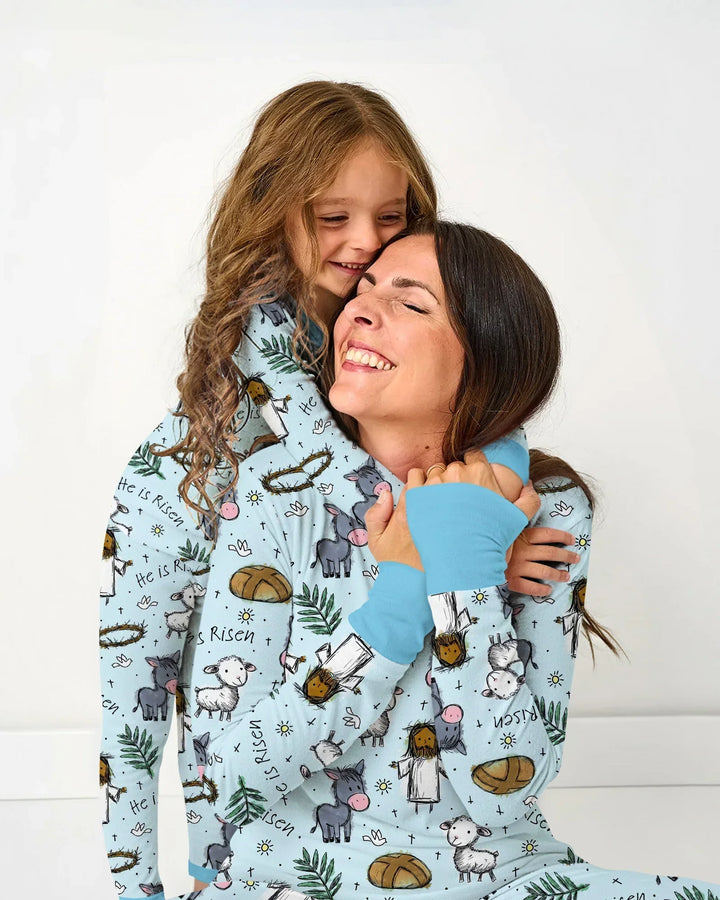 He Is Risen Easter Family Matching Bamboo Two Piece Long Sleeve Pajama Set