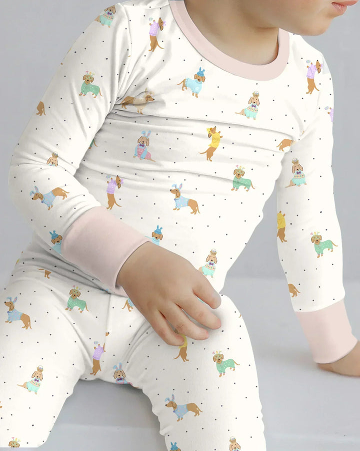Easter Dachshund Bamboo Two Piece Long Sleeve Pajama Set