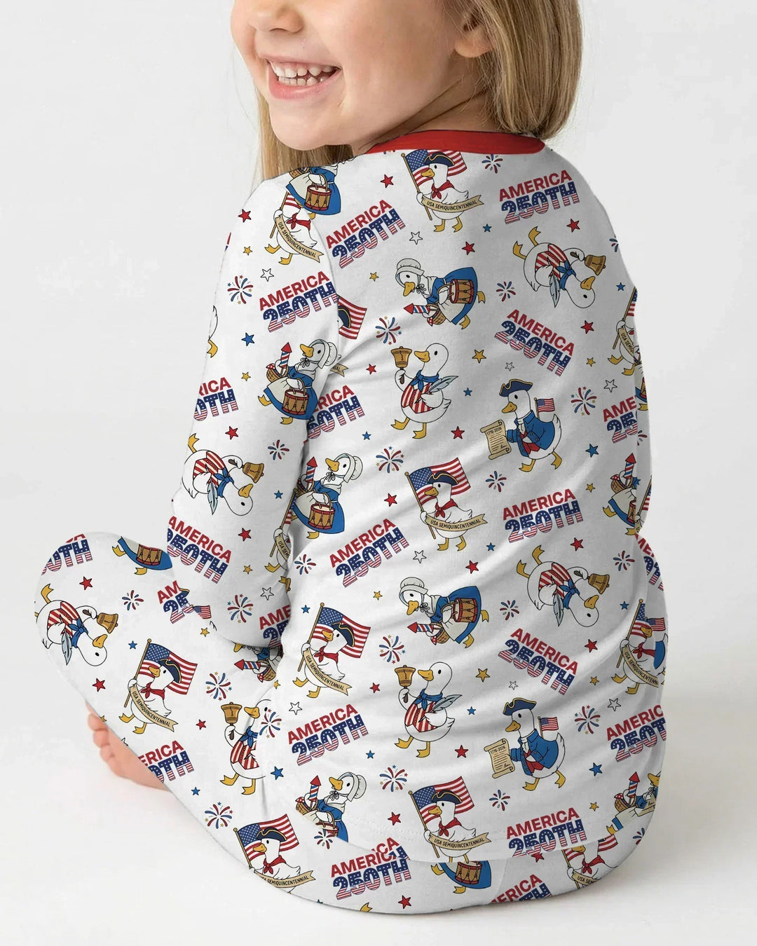 Patriotic Goose Celebrating 250 Years Bamboo Two Piece Long Sleeve Pajama Set