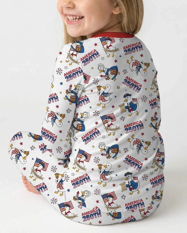 Patriotic Goose Celebrating 250 Years Bamboo Two Piece Long Sleeve Pajama Set