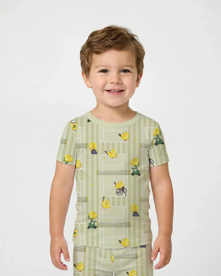 Tennis Bamboo Two Piece Short Sleeve Pajama Set