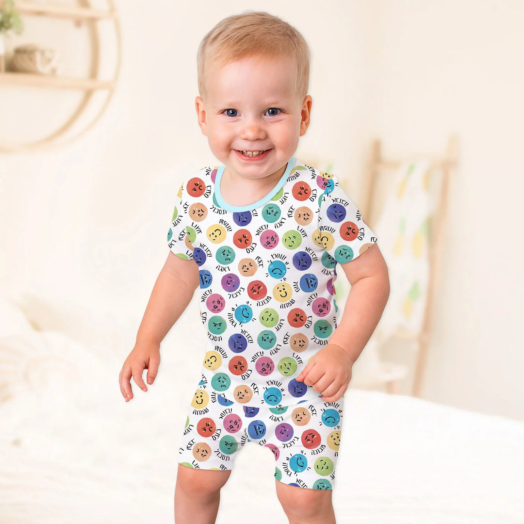 My Emotions Hebrew Bamboo Two Piece Short Sleeve Shorts Pajama Set