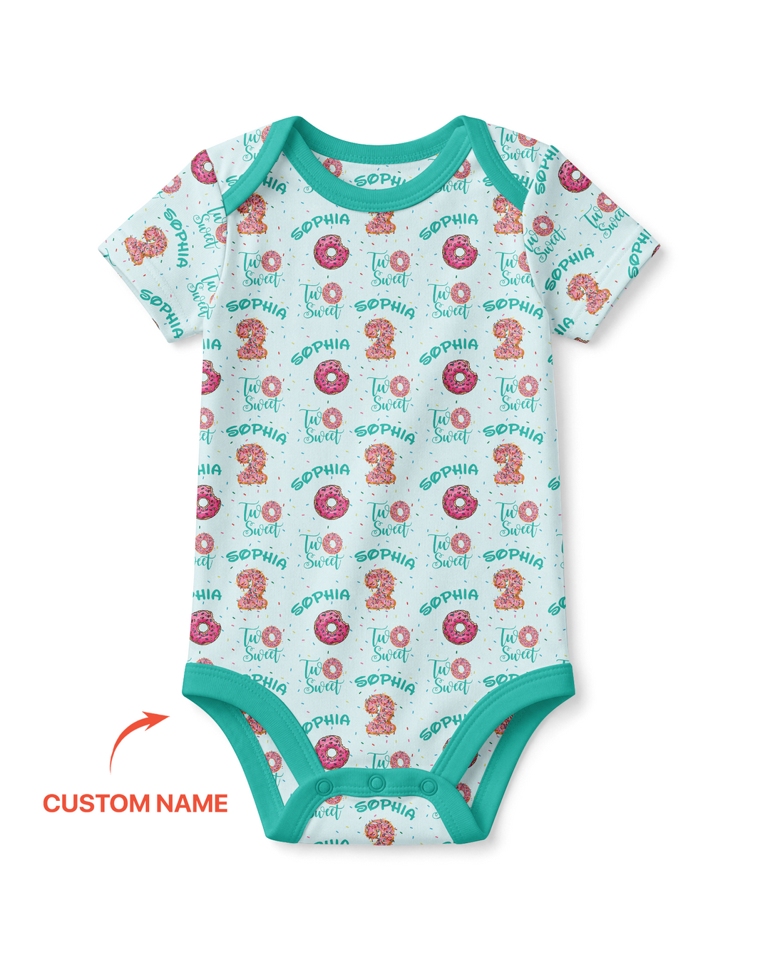 Custom Name Two Sweet Donut Bamboo Bodysuit