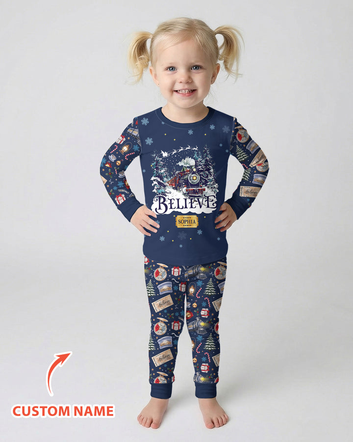Believe Train Bamboo Two Piece Long Sleeve Pajama Set