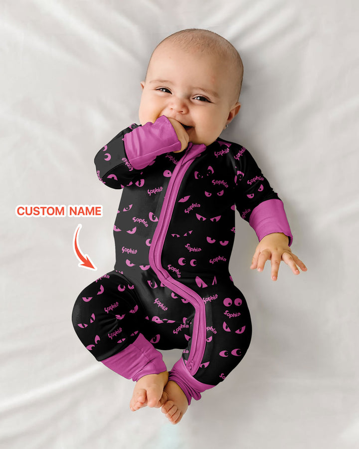 Custom Name Halloween Spooky Cat Eyes -  Personalized Convertible Zippy