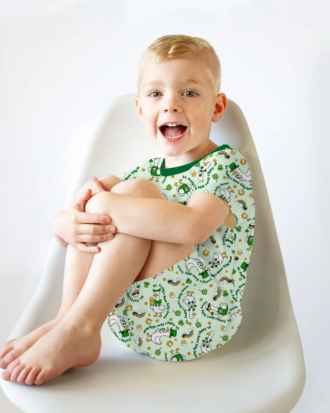St. Patrick's Day Silly Goose Bamboo Two Piece Short Sleeve Shorts Pajama Set