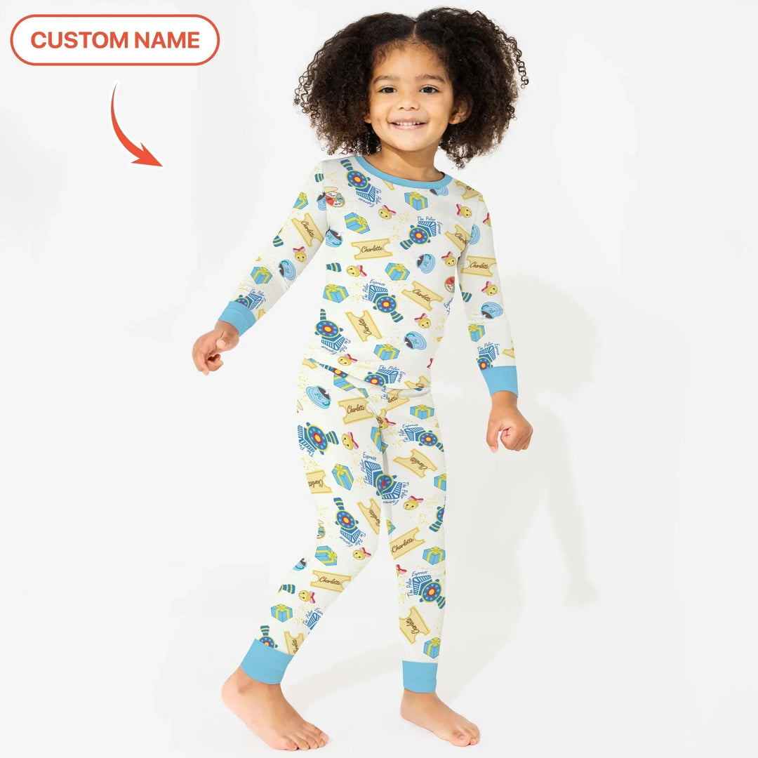Express Train Christmas Bamboo Two Piece Long Sleeve Pajama Set