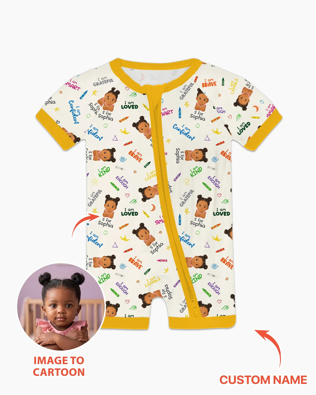 Kids Affirmations Custom  Bamboo Shorty Zippy