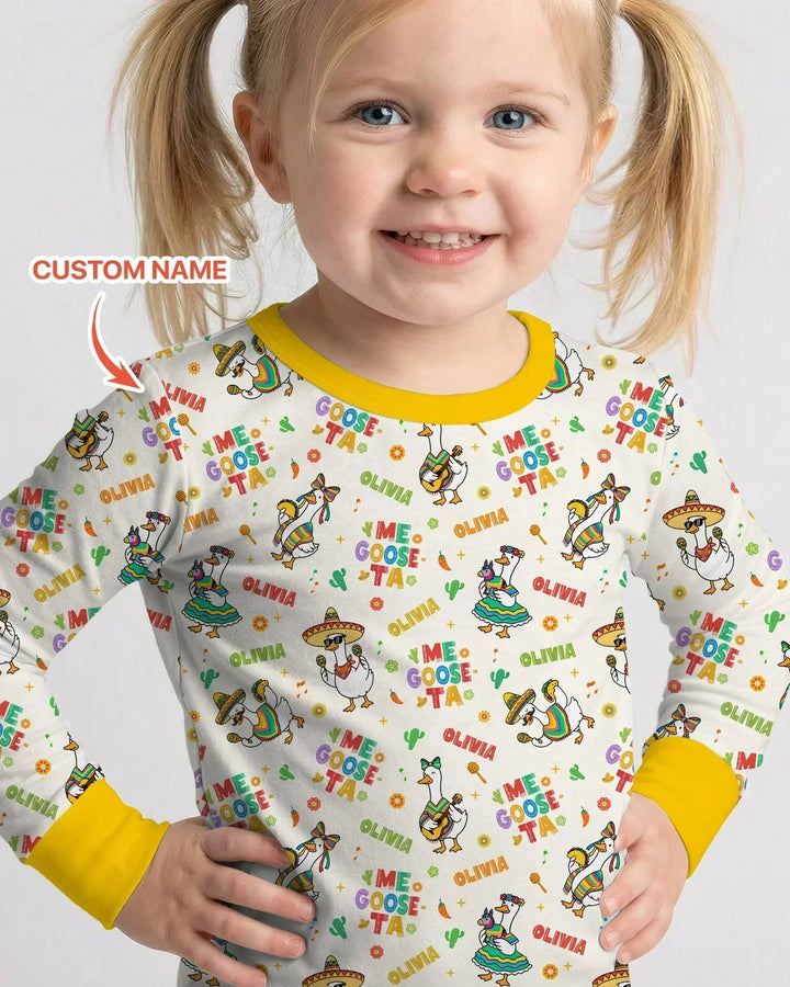 Custom name Me Goose-ta Bamboo Two Piece Long Sleeve Pajama Set