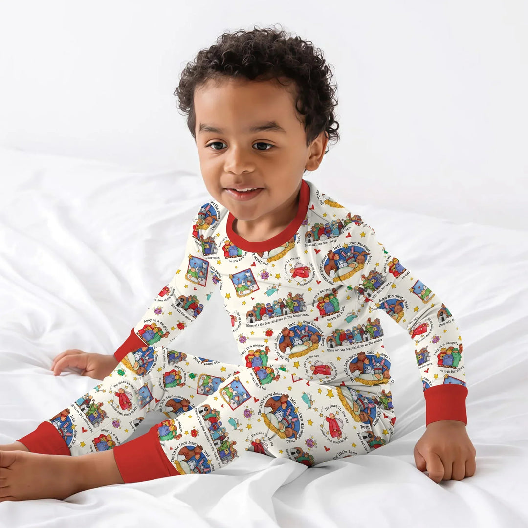 Away In A Manger Blessings Bamboo Two Piece Long Sleeve Pajama Set