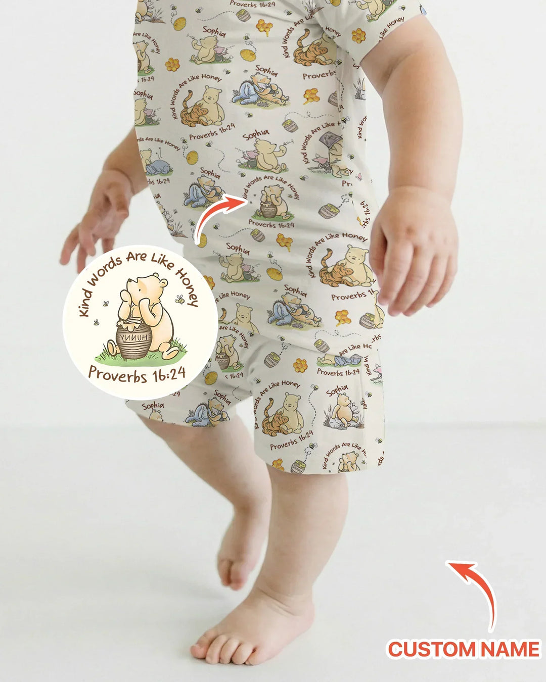 Kind Words Are Like Honey Custom Name Bamboo Two Piece Short Sleeve Shorts Pajama
