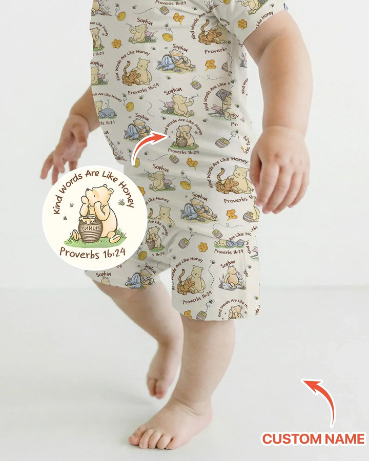 Kind Words Are Like Honey Custom Name Bamboo Two Piece Short Sleeve Shorts Pajama