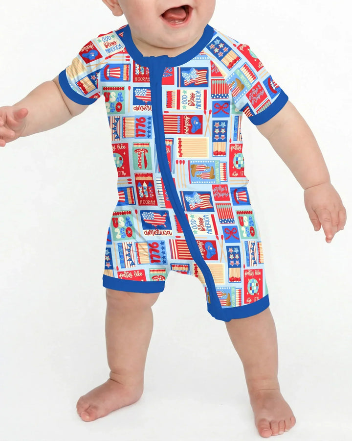 Patriotic Matchbox Family Matching Bamboo Shorty Zippy