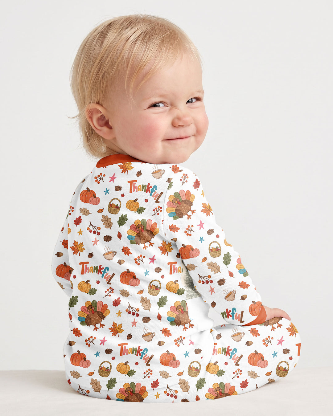 Thankful Turkey Bamboo Two Piece Long Sleeve Pajama Set