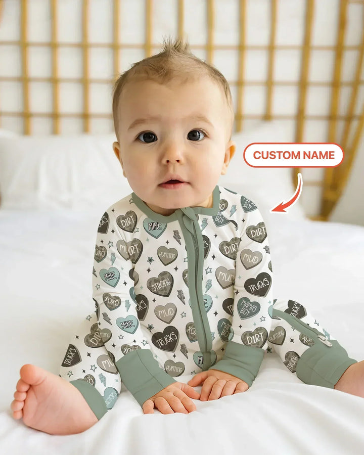 Personalized Camo Candy Hearts Bamboo Convertible Zippy