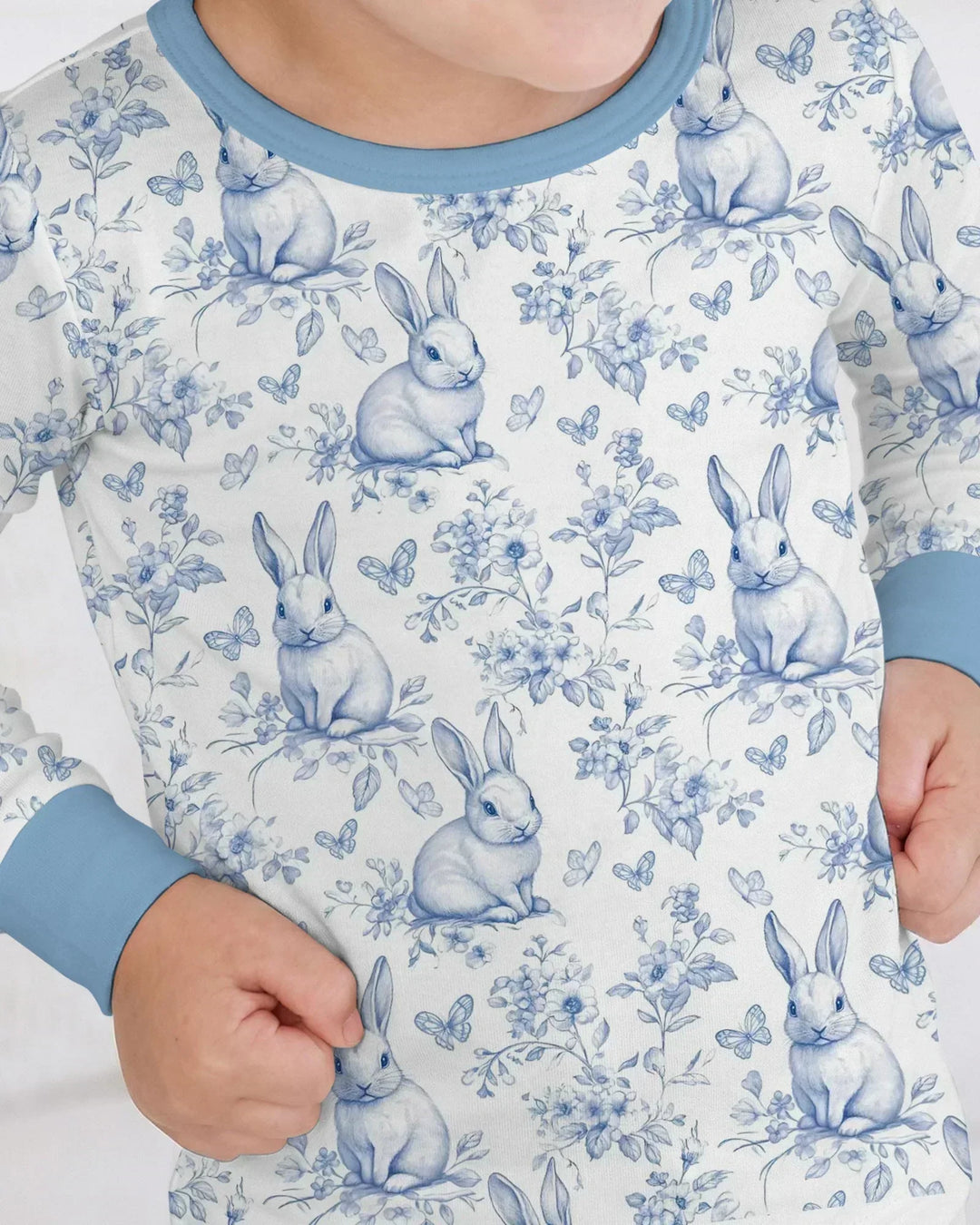 Easter Chinoiserie Toile de Jouy Bamboo Two Piece Long Sleeve Pajama Set