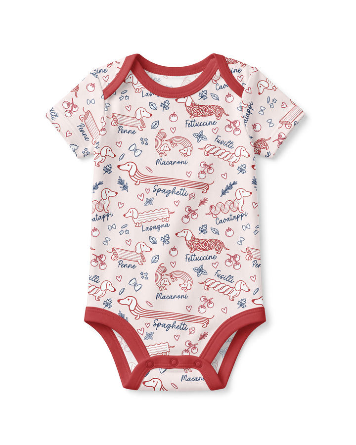 Funny Dachshund Pasta Pups Bamboo Bodysuit