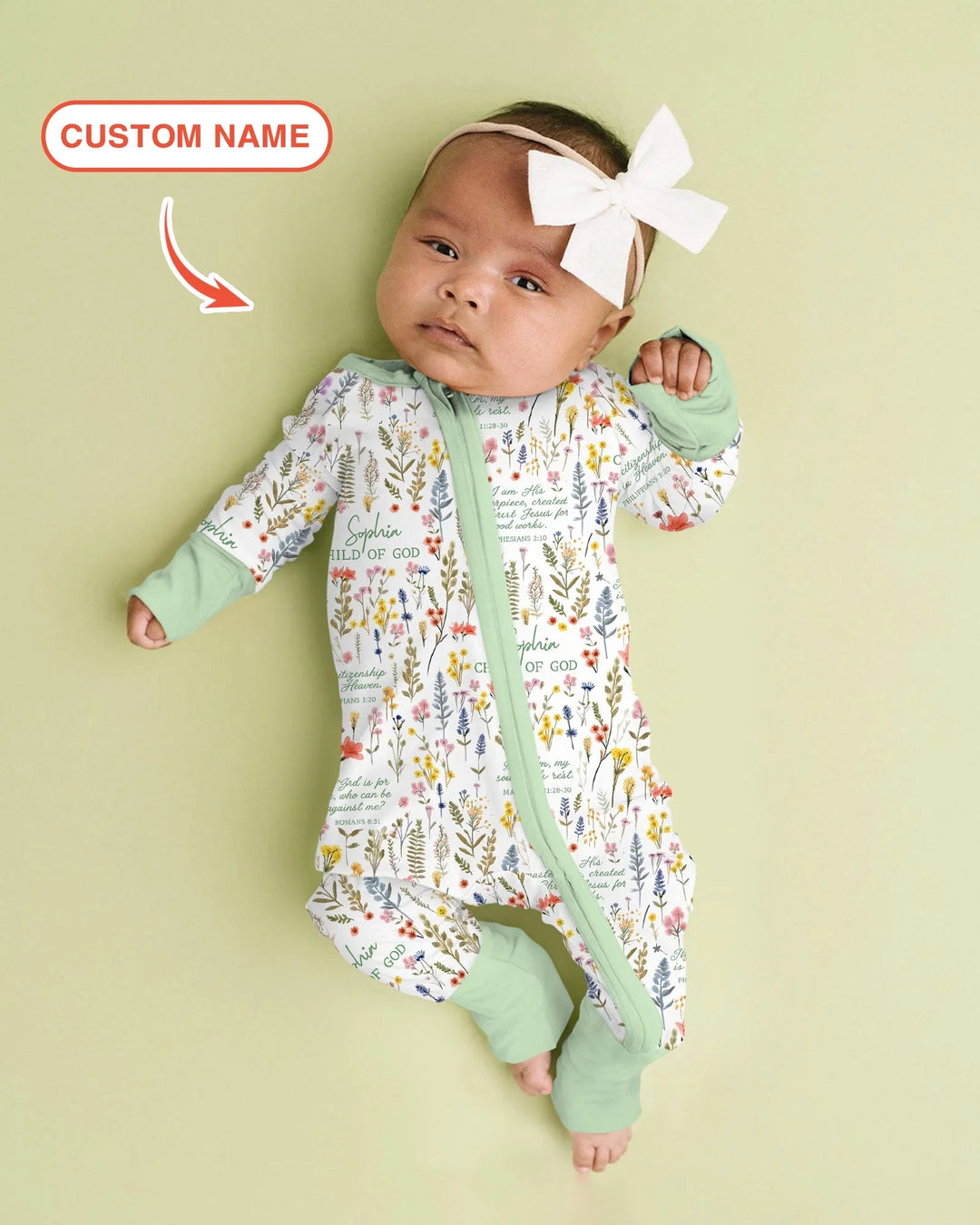 Custom Name Child of God Flower Garden Bamboo Convertible Zippy