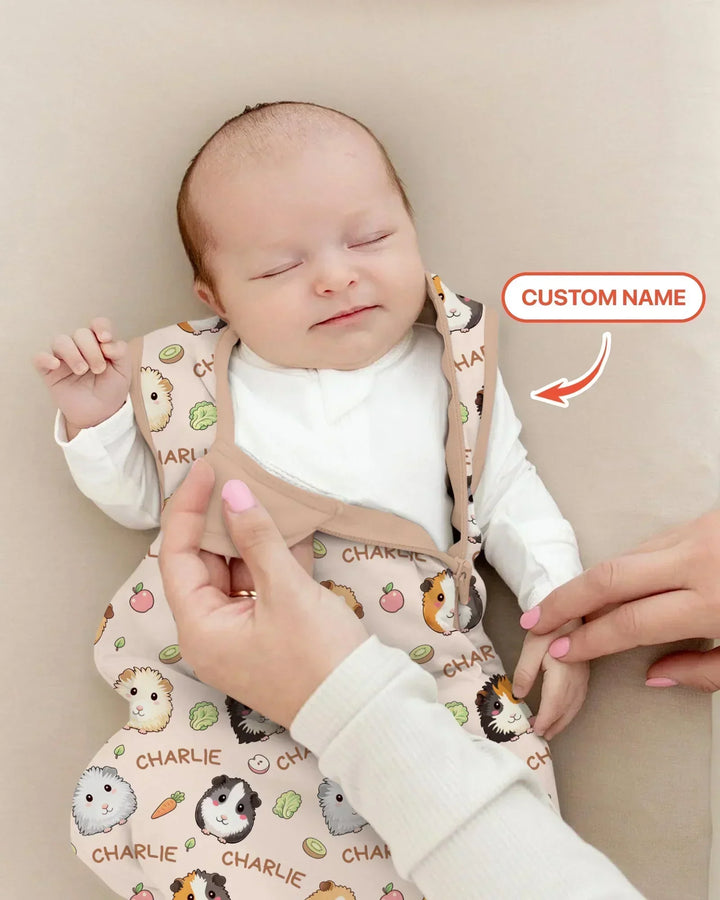 Custom Name Cute Guinea Pigs Bamboo Sleep Bag