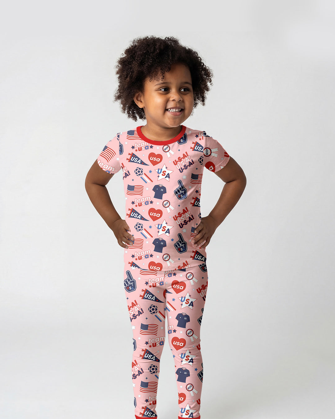 Soccer Party Team USA Bamboo Two Piece Short Sleeve Pajama Set