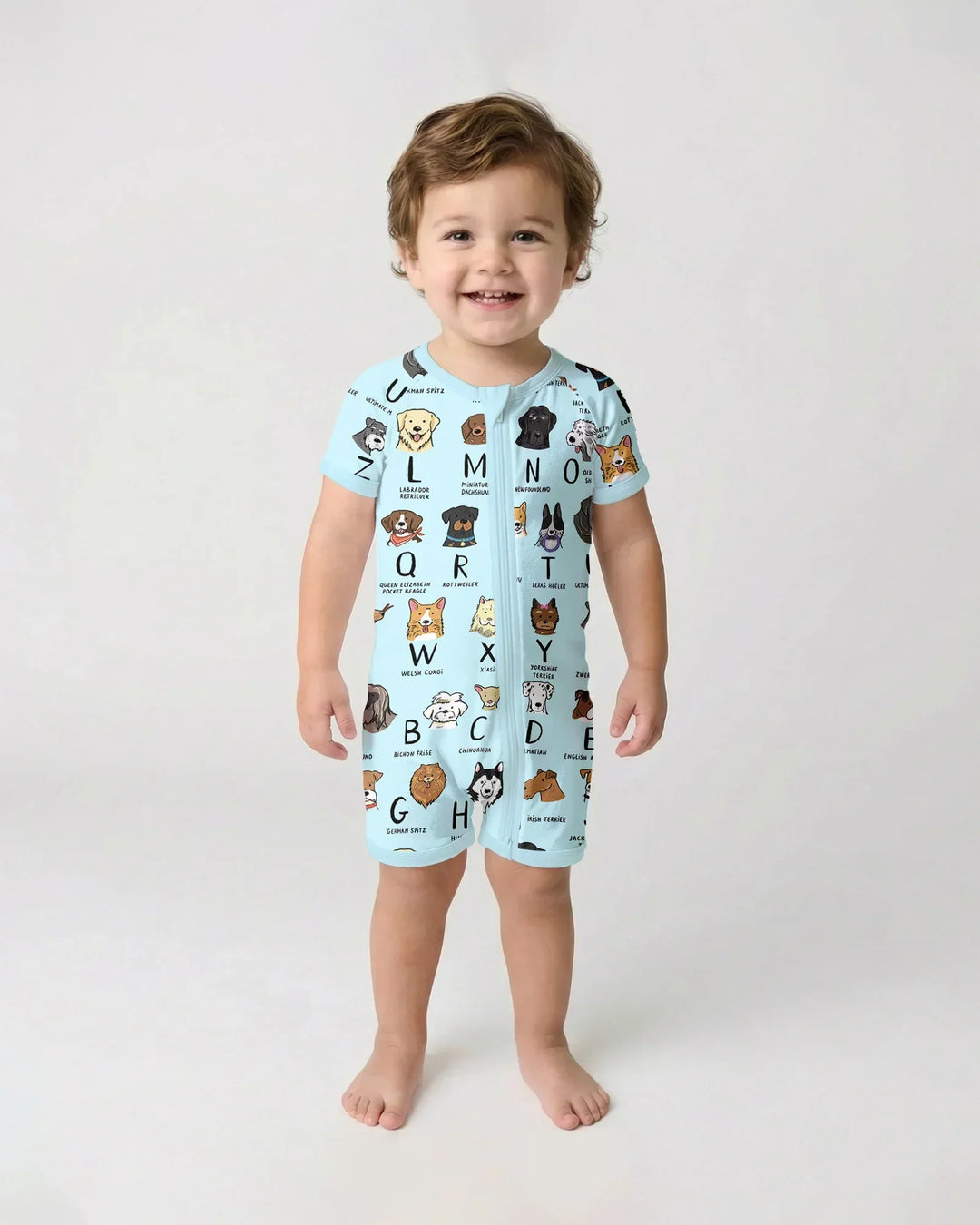 Funny Dogs Alphabet Bamboo Shorty Zippy