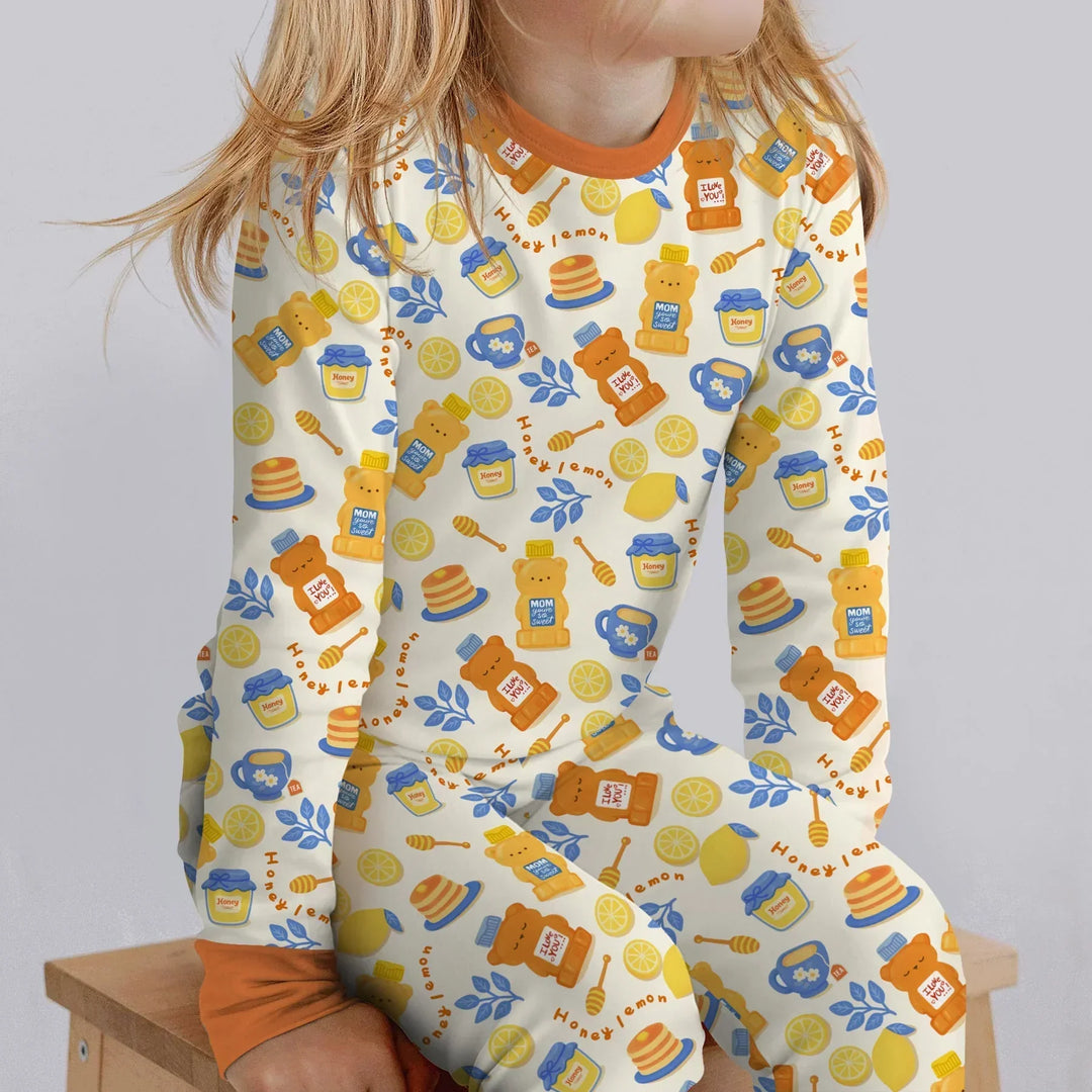 Honey Bear Bottle Bamboo Two Piece Long Sleeve Pajama Set