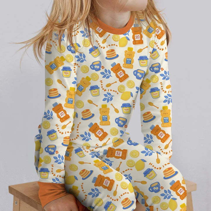 Honey Bear Bottle Bamboo Two Piece Long Sleeve Pajama Set