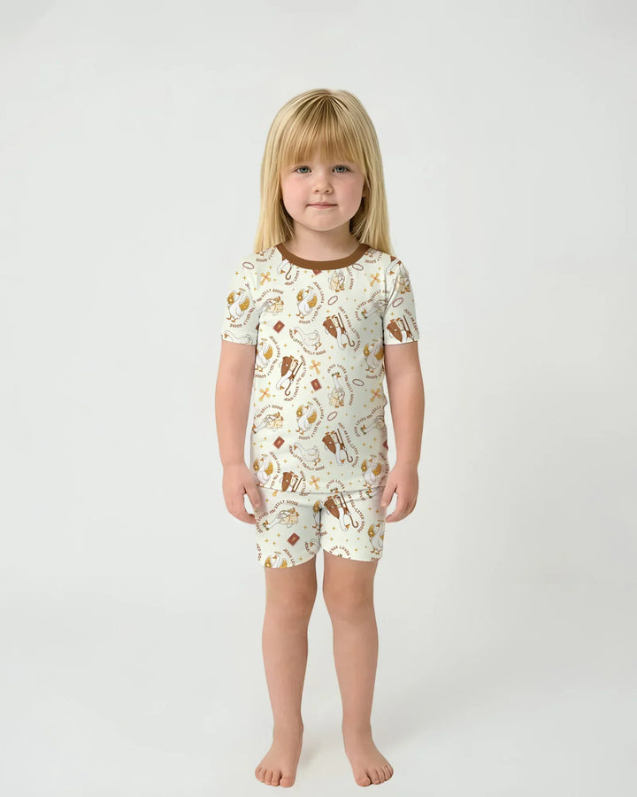 Jesus Loves You Silly Goose Bamboo Two Piece Short Sleeve Shorts Pajama Set