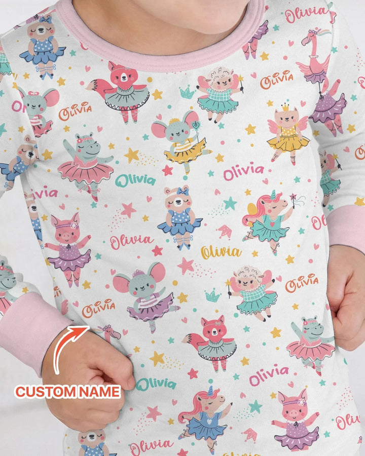 Fairy Friends Ballet Custom Name Bamboo Two Piece Long Sleeve Pajama Set