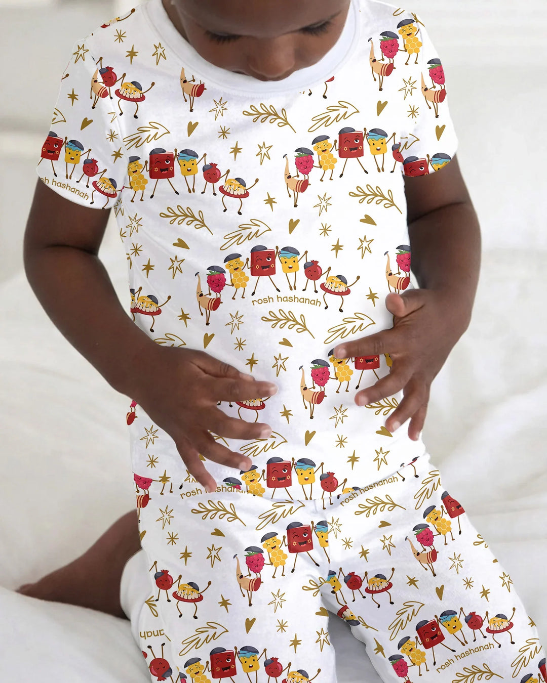 Let's Celebrate Rosh Hashanah Bamboo Two Piece Short Sleeve Pajama Set