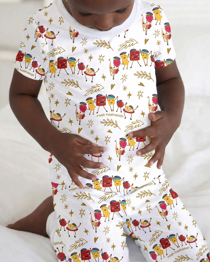 Let's Celebrate Rosh Hashanah Bamboo Two Piece Short Sleeve Pajama Set