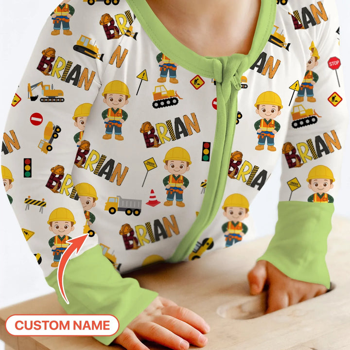 Custom Name Doodle Little Builder Bamboo Convertible Zippy