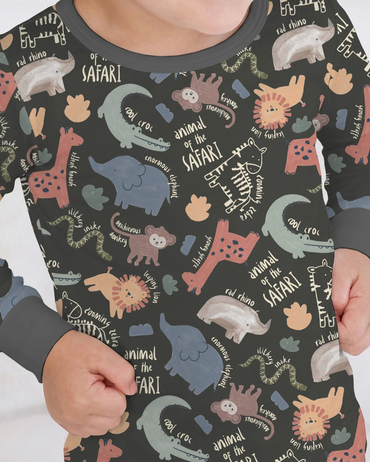 Funny African Animals Bamboo Two Piece Long Sleeve Pajama Set