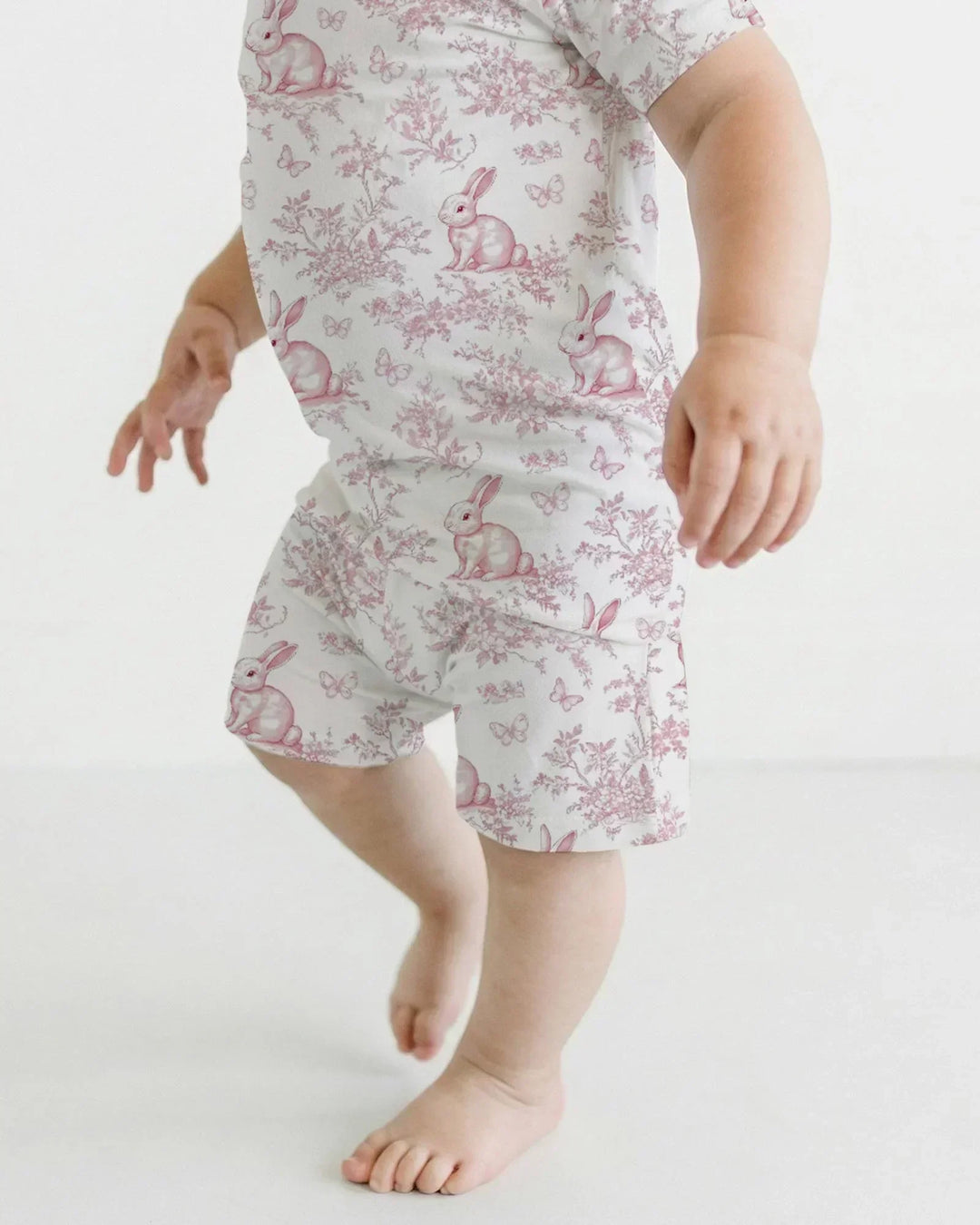 Easter Chinoiserie Toile de Jouy Bamboo Two Piece Short Sleeve Shorts Pajama Set