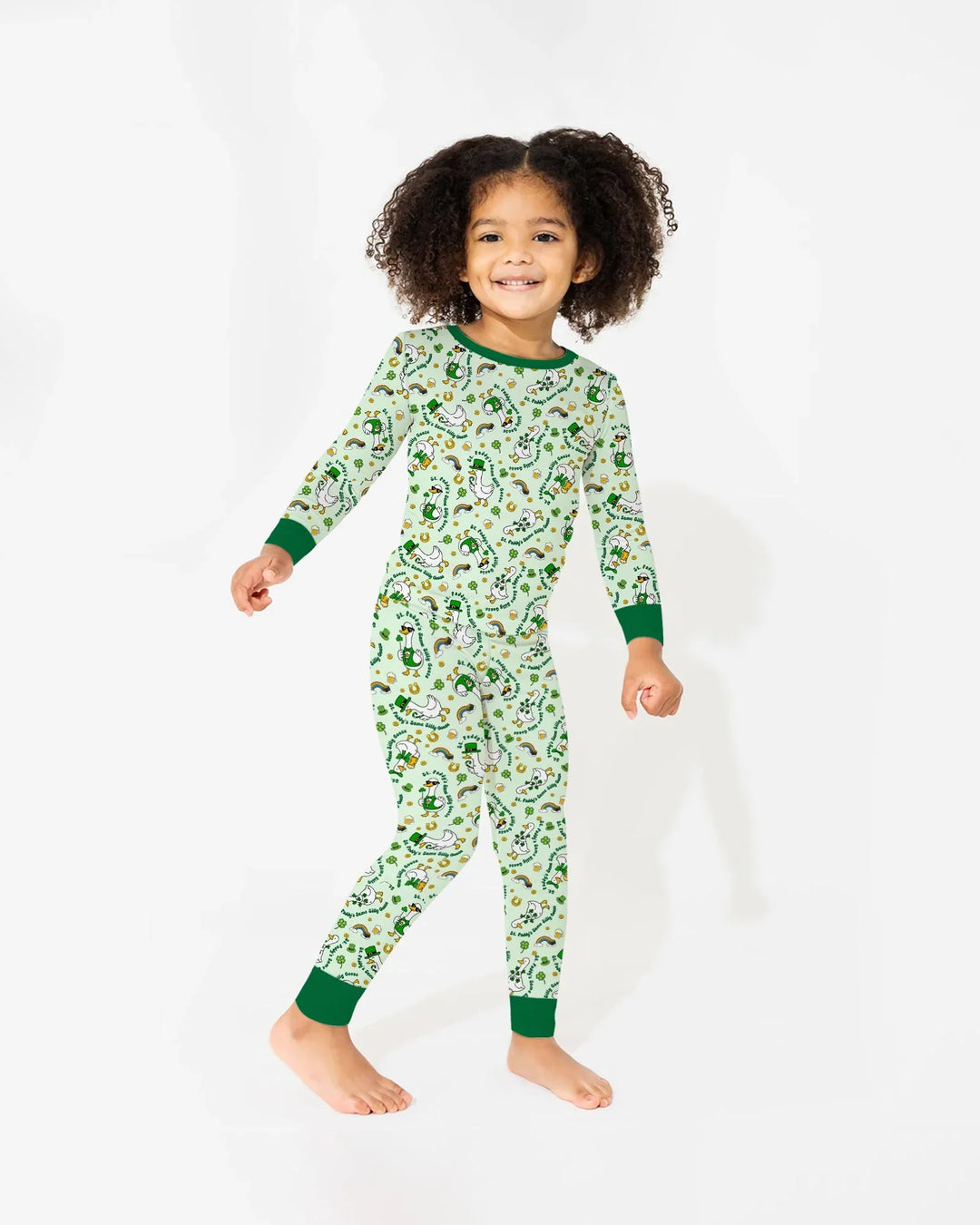 St. Patrick's Day Silly Goose Bamboo Two Piece Long Sleeve Pajama Set