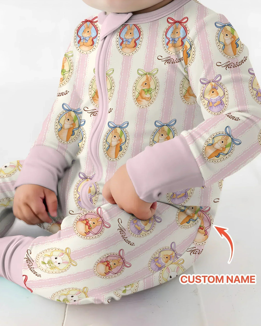 Custom Name Vintage Easter Bunny Bamboo Convertible Zippy