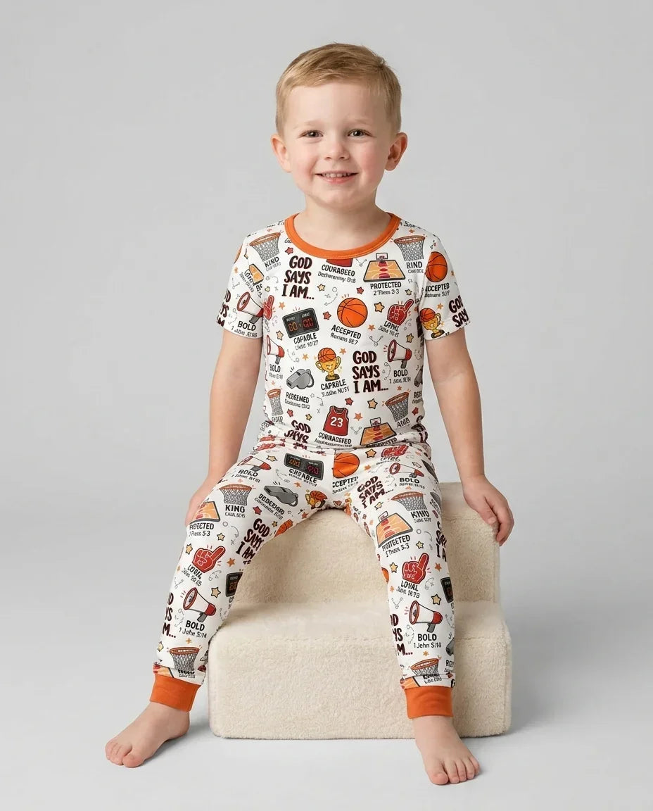 Basketball God Says I Am Bamboo Two Piece Short Sleeve Pajama Set