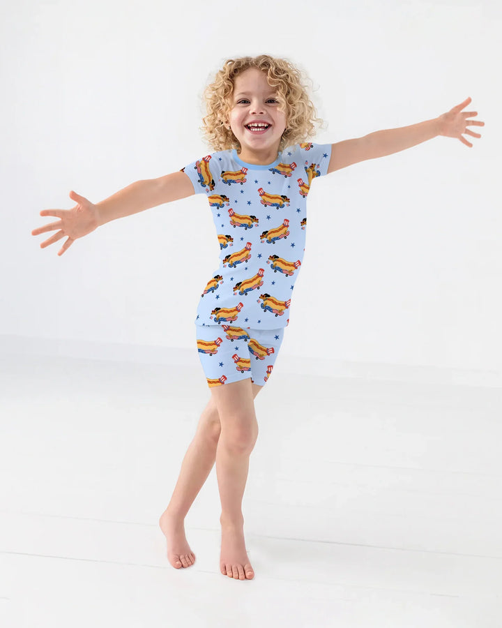 American Hot Dog Bamboo Two Piece Short Sleeve Shorts Pajama Set