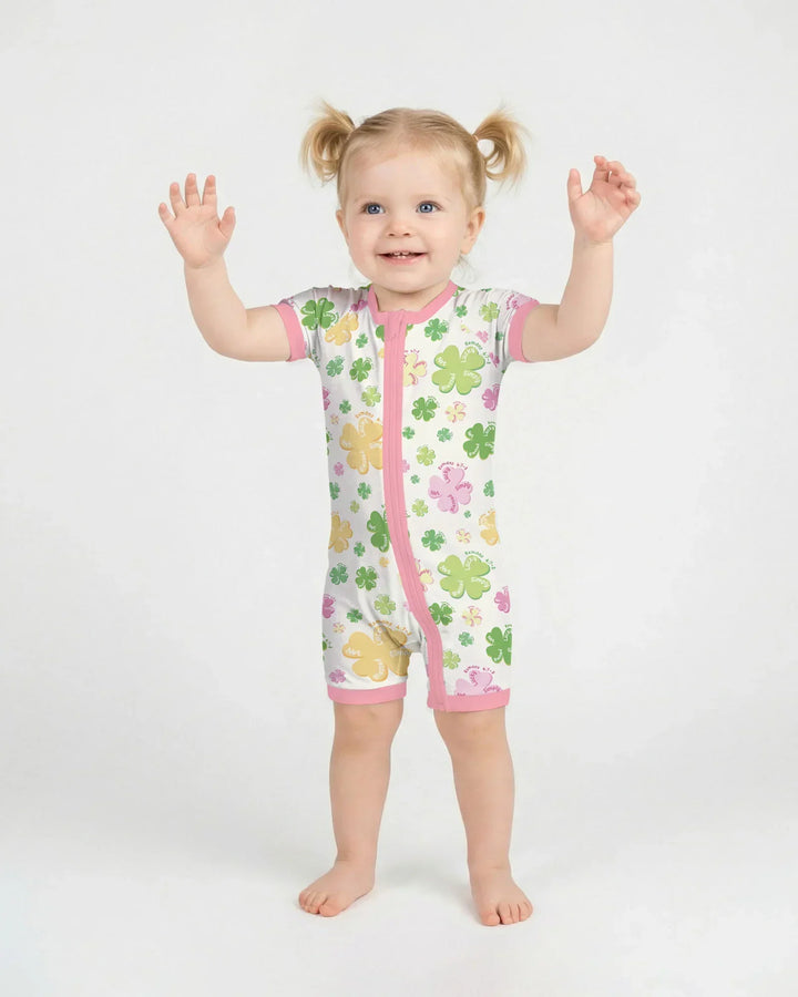 Shamrocks Print St. Patrick's Day Bamboo Shorty Zippy